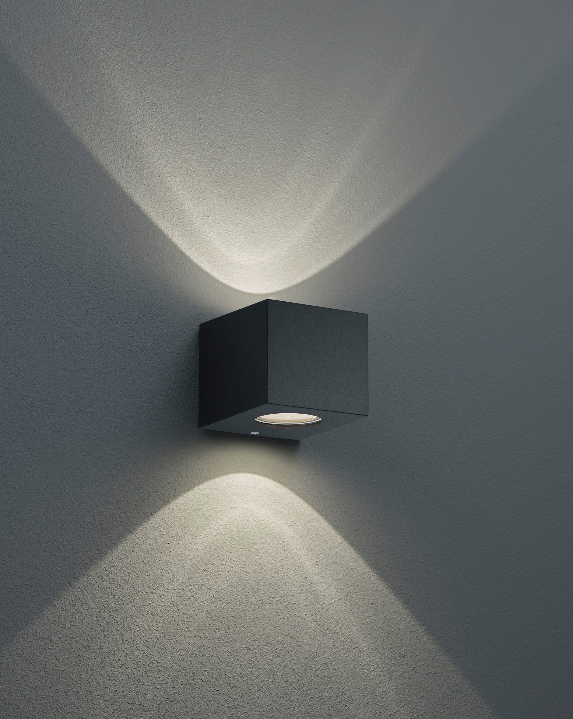 Reality Leuchten LED Außen-Wandleuchte Cordoba, LED fest integriert, Warmweiß, Schwarz matt, Up and down Beleuchtung, IP44, warmweiß 3000 Kelvin – Bild 4 von 5