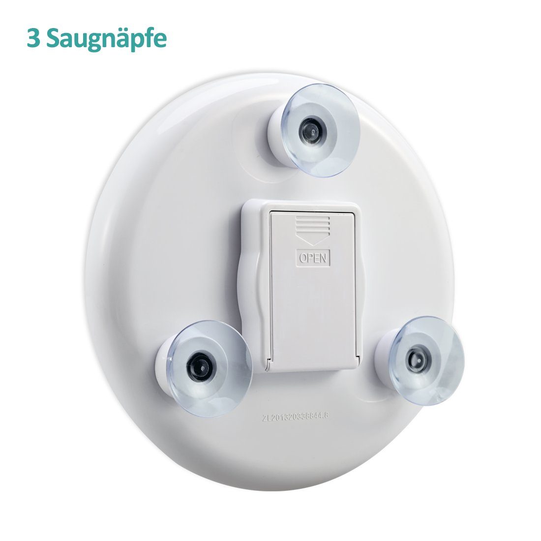 EMKE Kosmetikspiegel mit beleuchtung mit 5 fach Vergrößerungsspiegel, mit Saugnapf, Tragbarer Wandspiegel Batteriebetrieben, Weiß