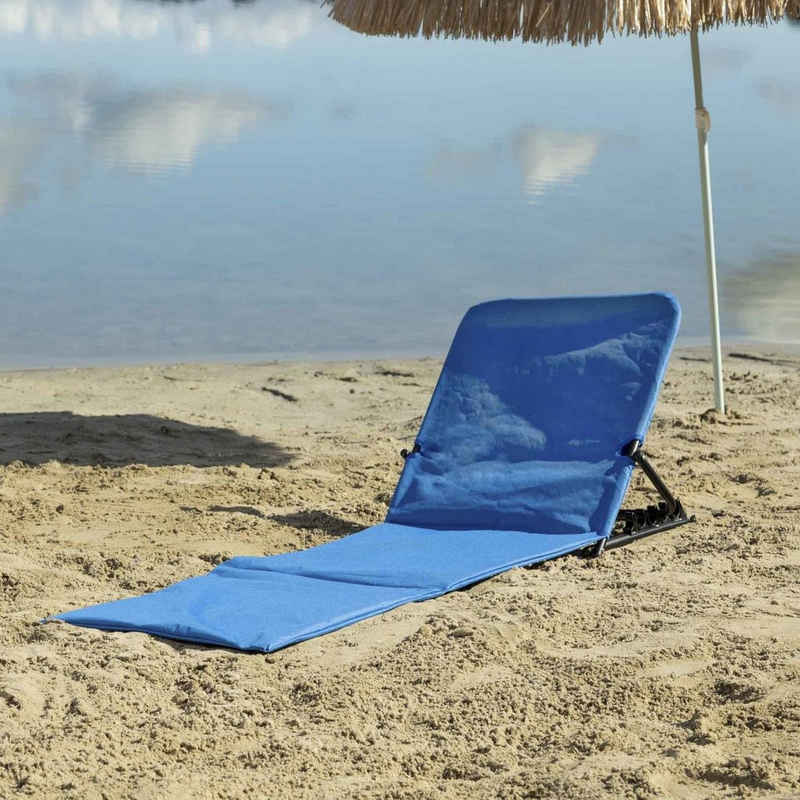 Bubble-Store Campingliege Faltbare Strandmatte (Strandliege mit 5-Fach verstellbarer Rückenlehne, Badeliege gepolstert) Strand Camping Matte mit Tragegriff, Rücklehne mit 2 Taschen