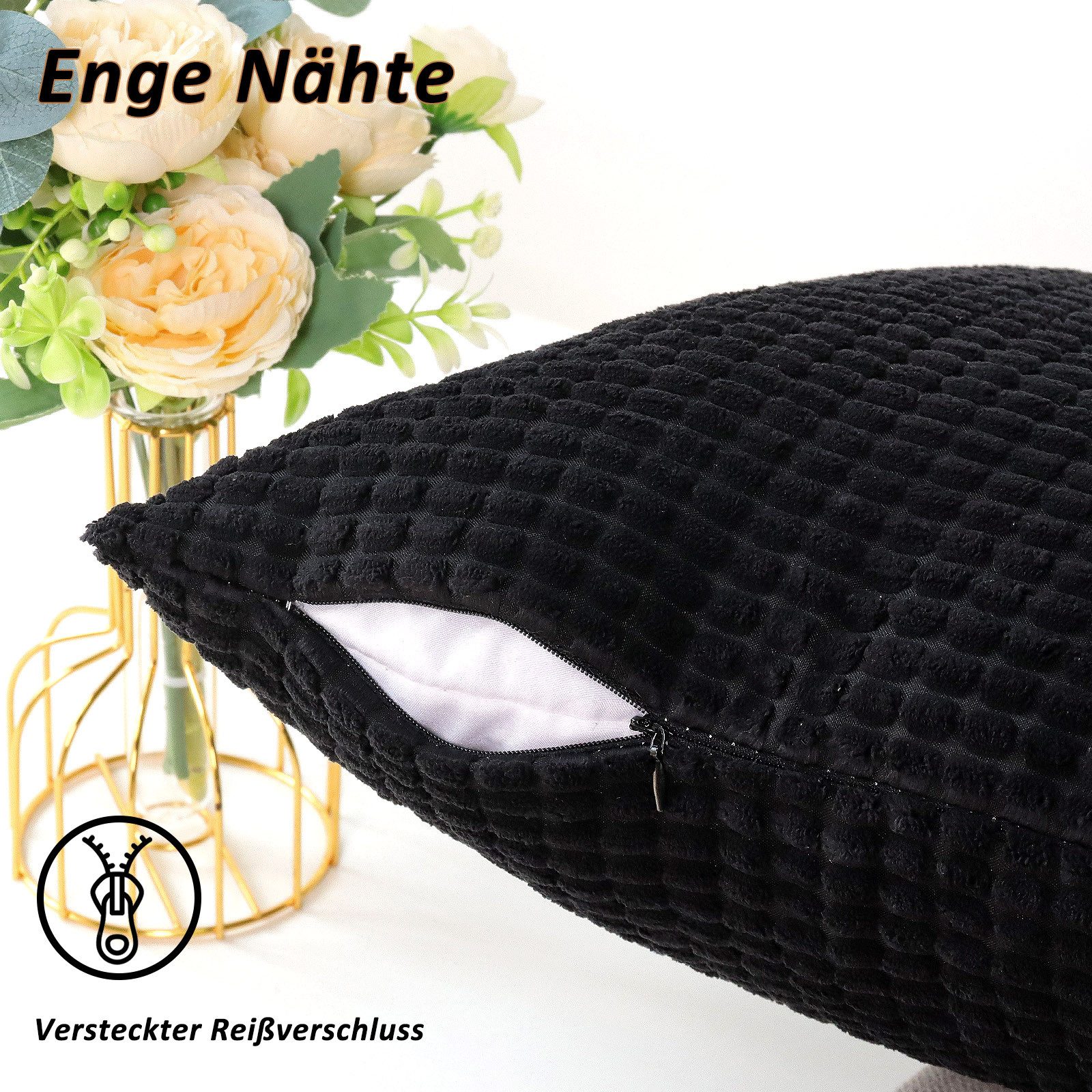 TAN.TOMI Kissenbezüge Kord Uni 2er Set Kissenbezug flauschig körnig Farbver günstig online kaufen