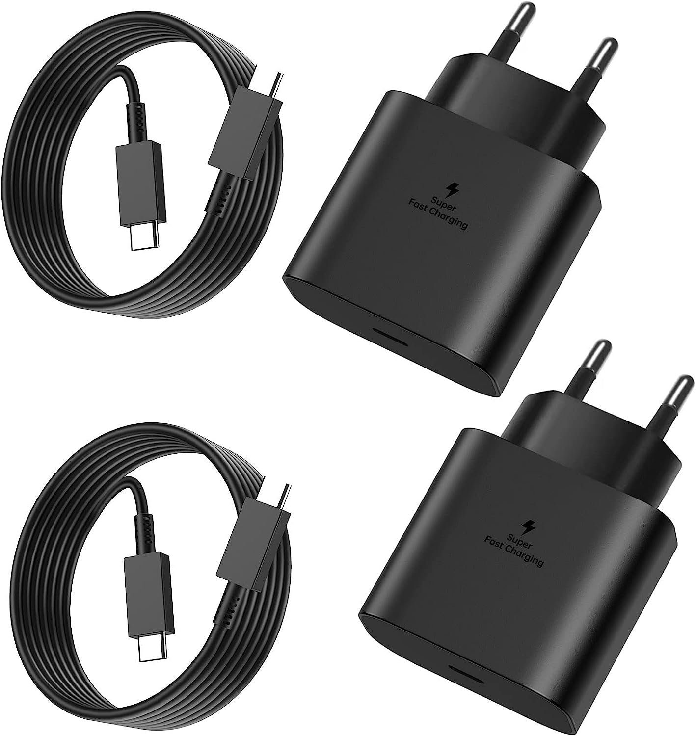 MOUTEN 2er-Pack 25-W-USB-C-Schnellladegerät mit 2-m-Ladekabel für Samsung  Smartphone-Ladegerät (2-tlg)