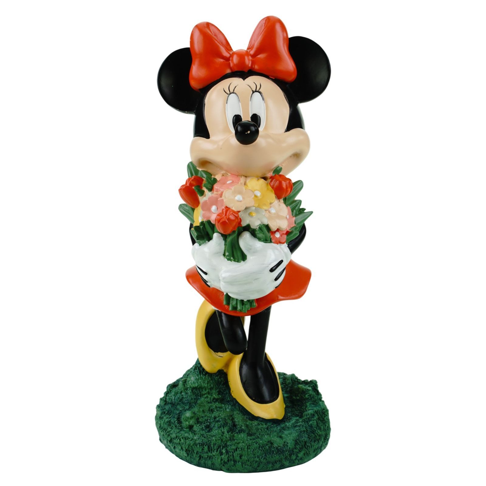 Disney Gartenfigur Disney Minnie Mouse mit Blumen Offiziell lizenzierte Dekofigur 20 cm