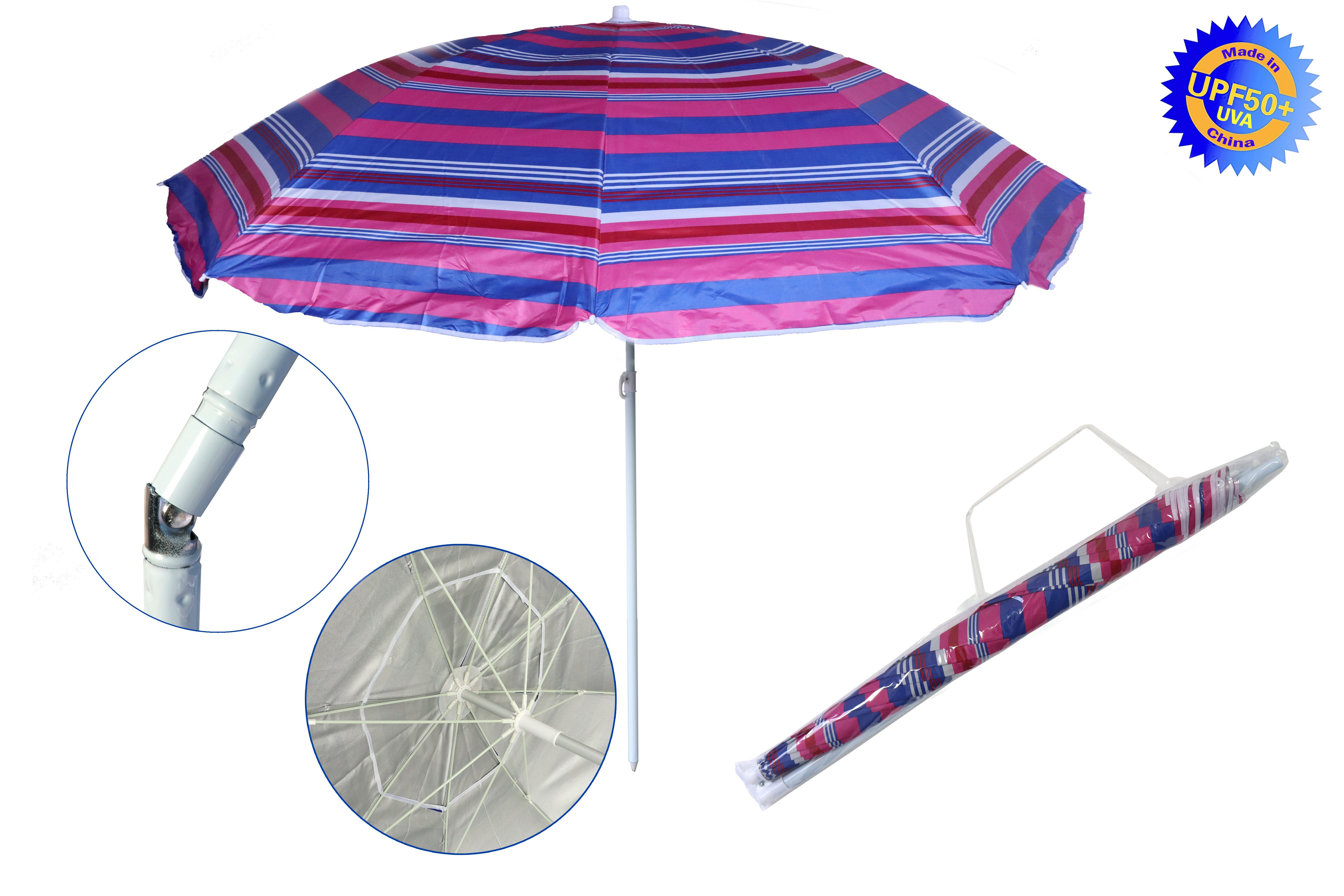 ELLUG Sonnenschirm gestreifter Sonnenschirm UV-Schutz UPF 50+ mit Kippfunktion, Kippfunktion
