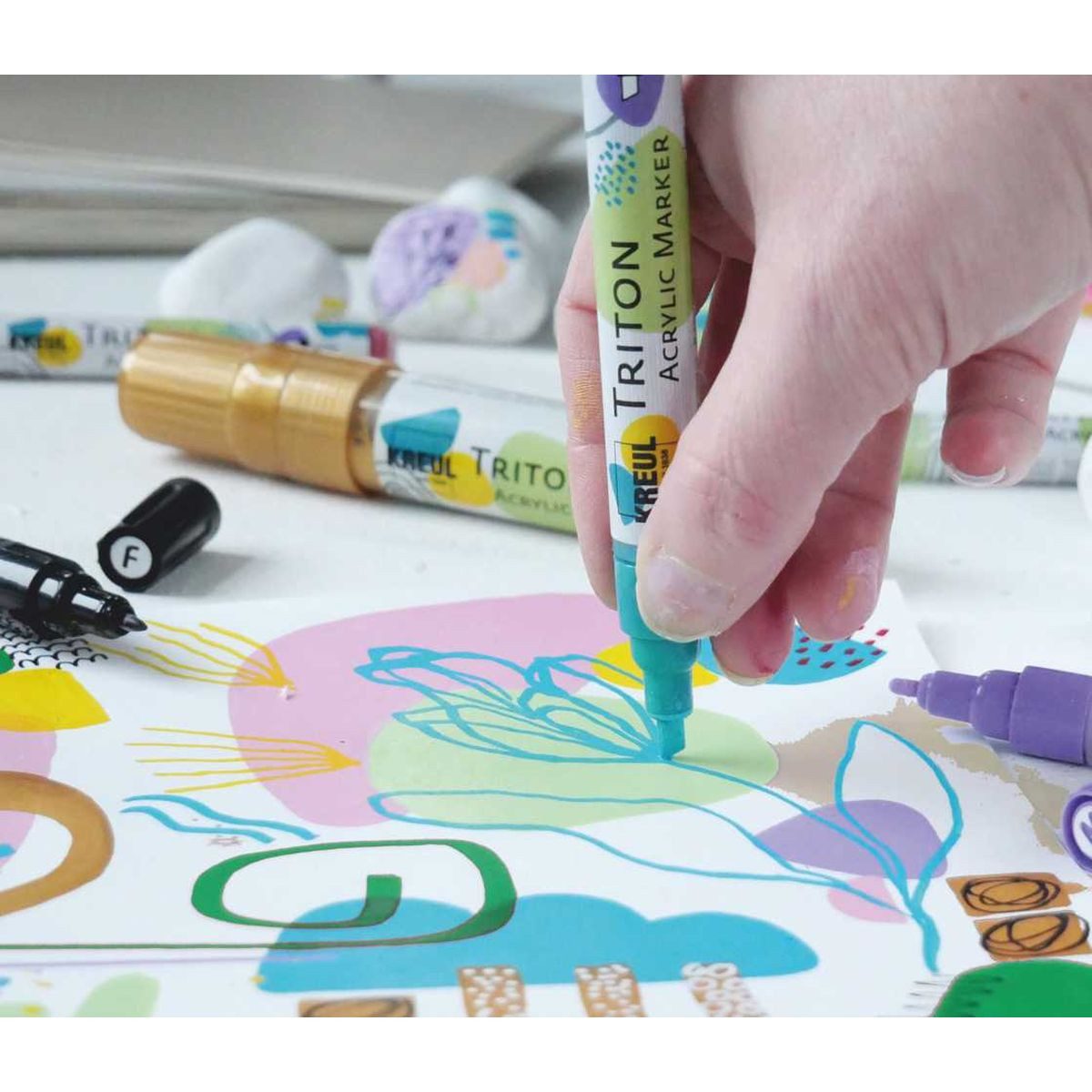C. KREUL Marker KREUL Acrylmarker TRITON edge schwarz/weiß 2 Stück Kartonetui