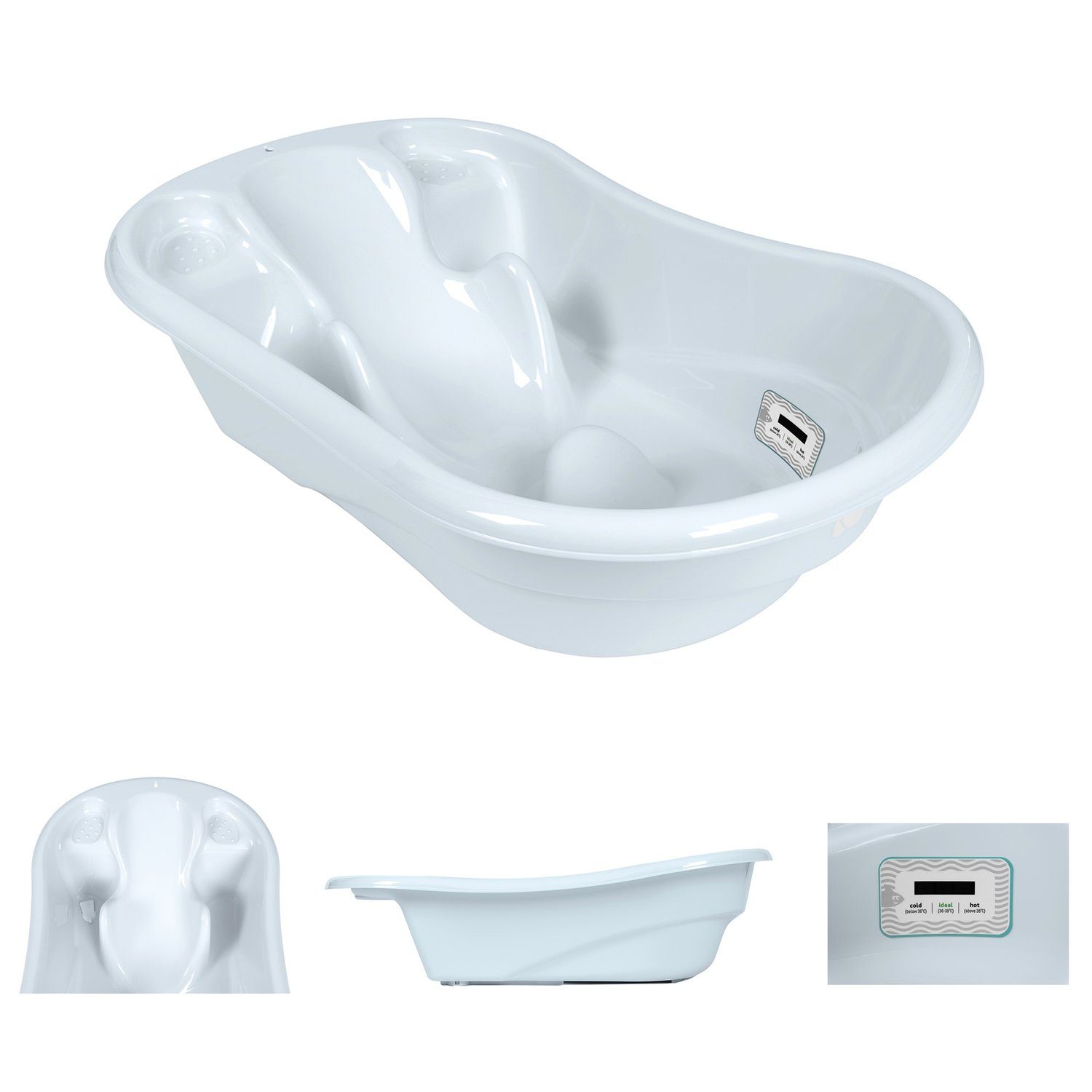 Kikkaboo Babybadewanne Babybadewanne Hippo, anatomisch geformt, 94 cm, integrierter Thermometer