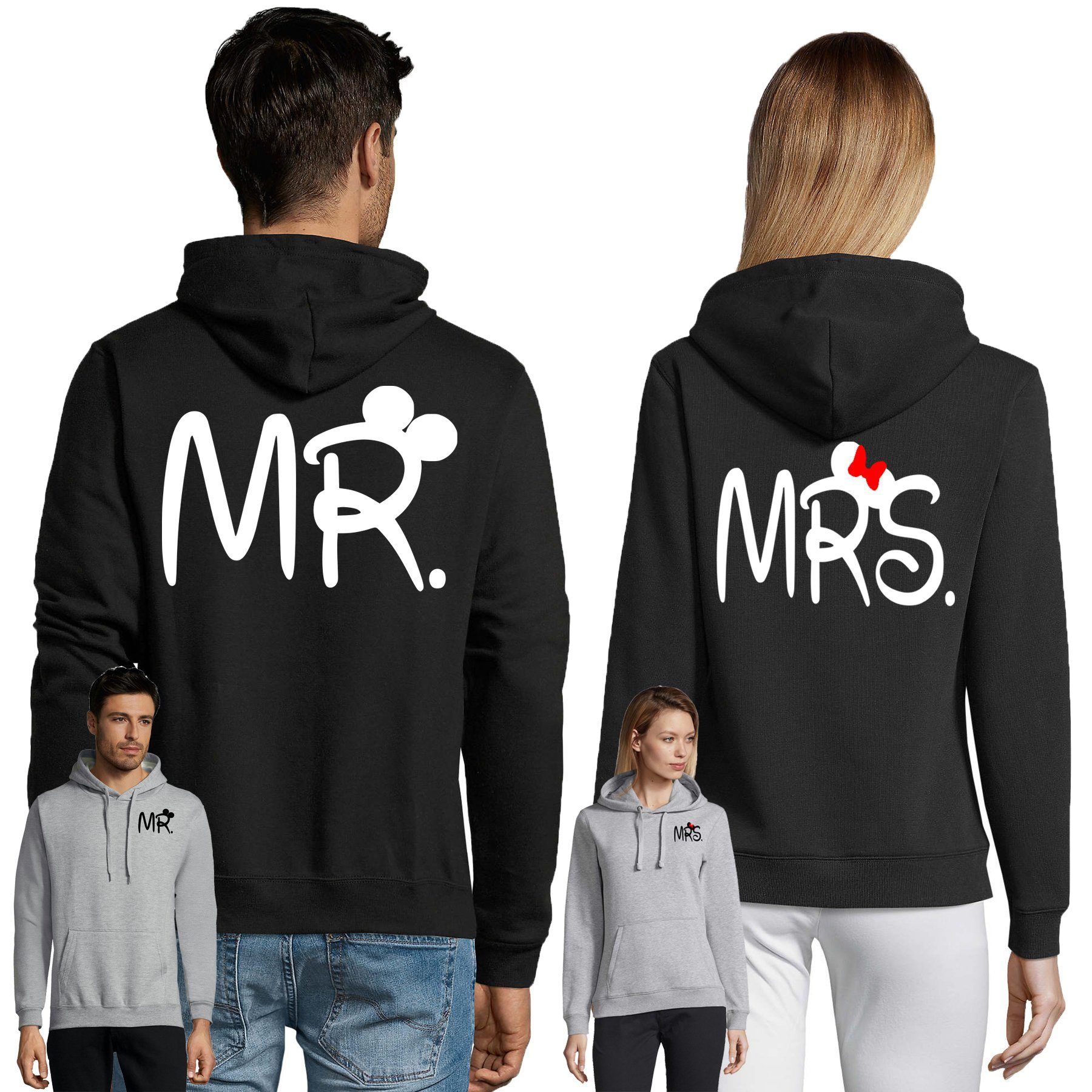 Blondie & Brownie Hoodie Unisex Pullover Mr. Mrs. Mickey Minnie Paar Pärchen Friends Mit Kapuze, Kängurutasche