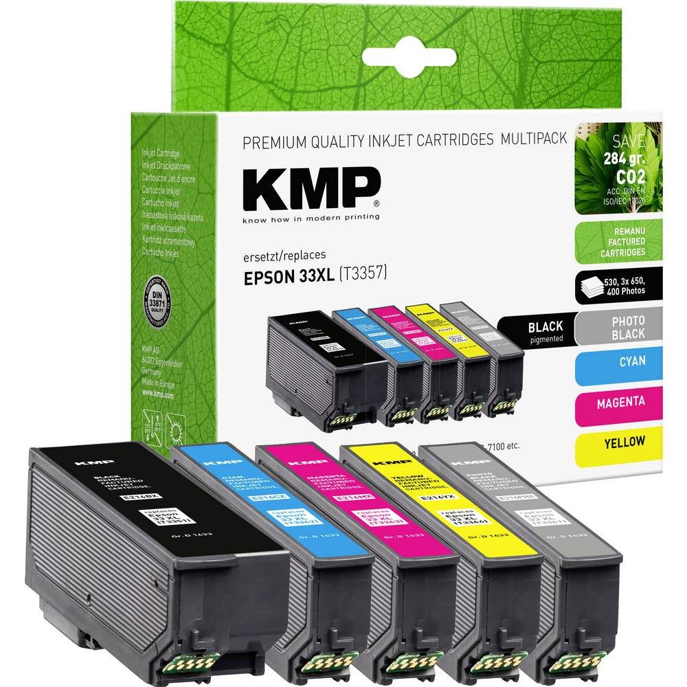 KMP Tinte ersetzt Epson 33XL, T3357, T3351, T3361, T3362, T3363 1633,4055 Tintenpatrone