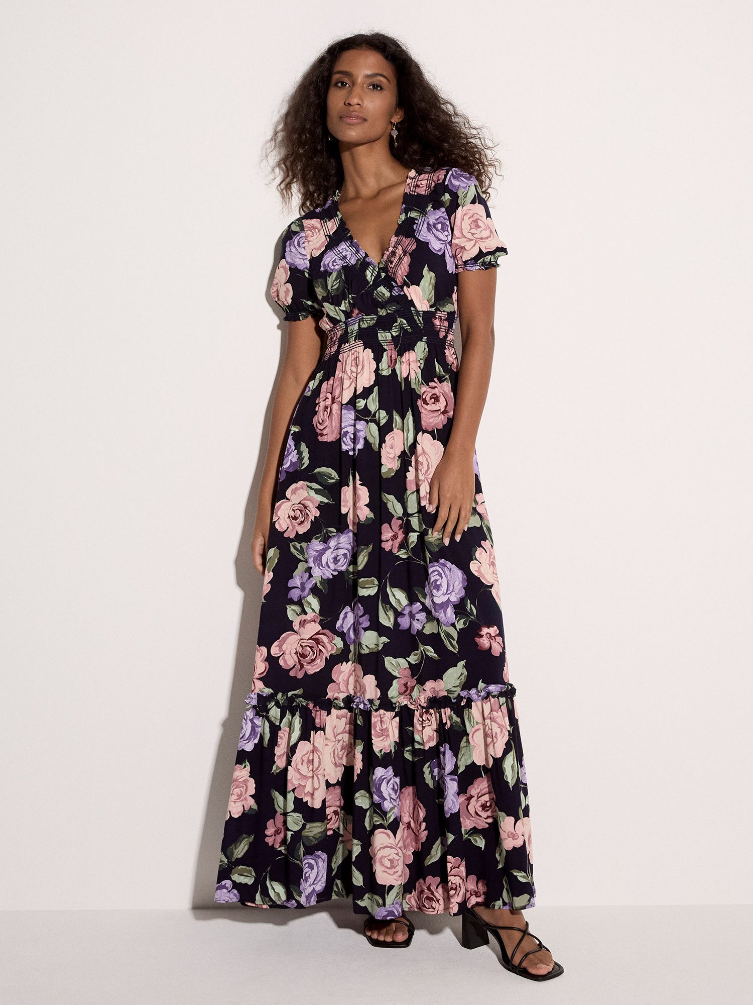 Apricot Maxikleid Elastischer Bund günstig online kaufen