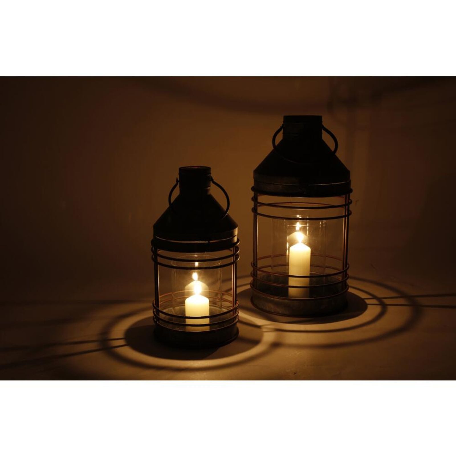 BURI Kerzenlaterne Laternen-Set Zink 2tlg Outdoor Windlicht Gartenlaterne Industrie Stil