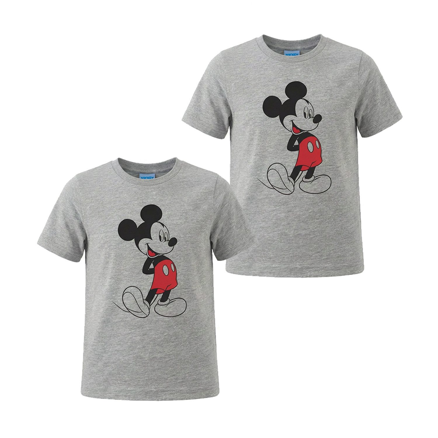 ONOMATO! T-Shirt Mickey Kinder Jungen Shirt in Grau 2er Pack