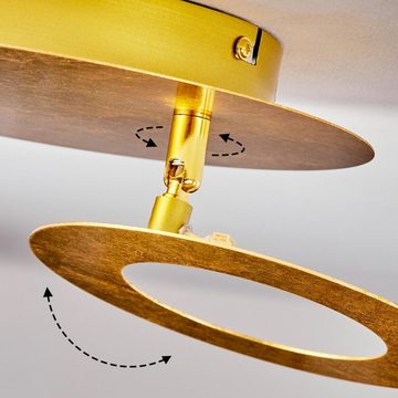 hofstein Wandleuchte moderne Wandlampe aus Metall in Goldfarben, LED fest integriert, 3000 Kelvin, mit verstellbarem Schirm und Lichteffekt, LED 8 Watt, 550 Lumen