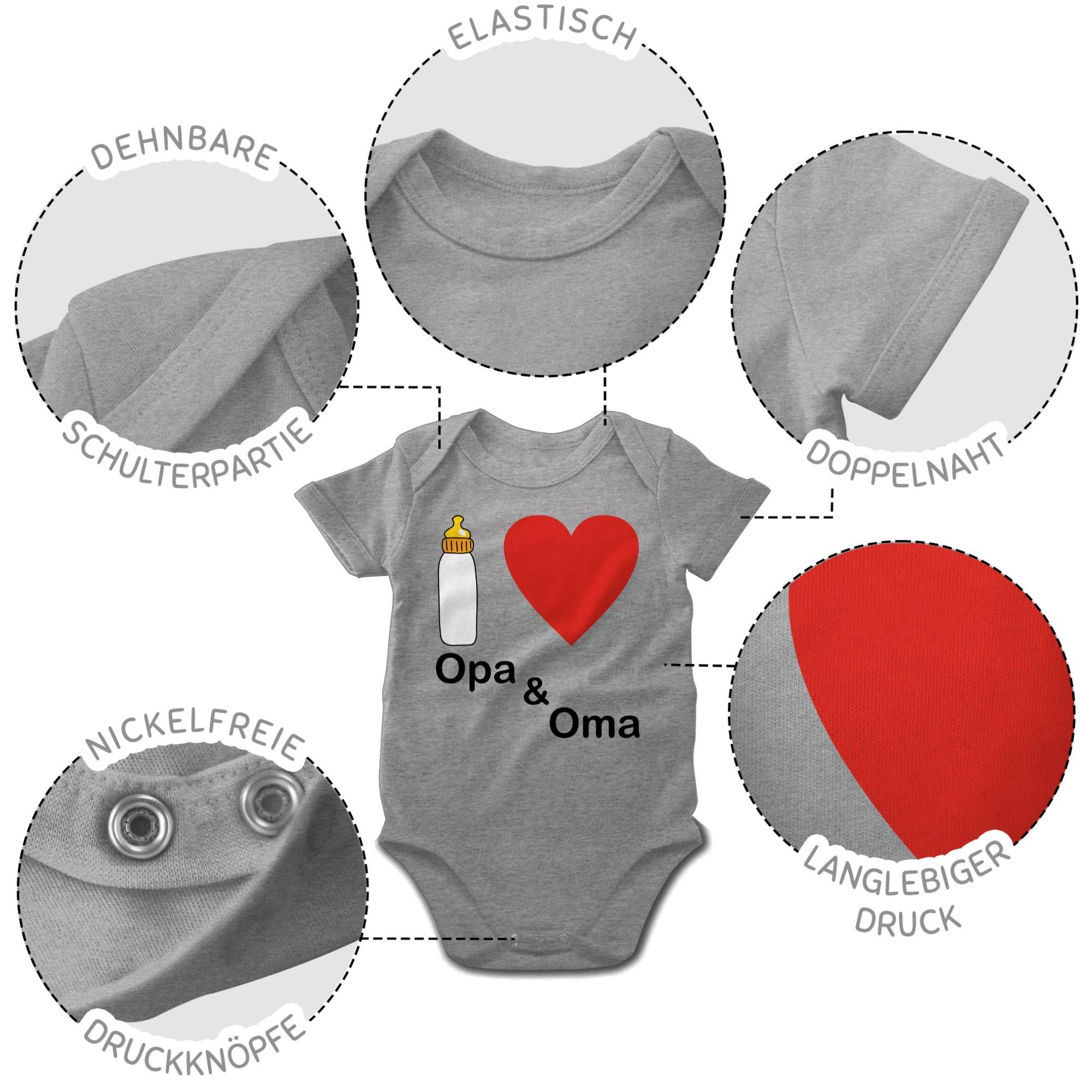 und Opa Grau Trends Nuckelflasche Shirtbody Baby I love Oma meliert Aktuelle Shirtracer 2