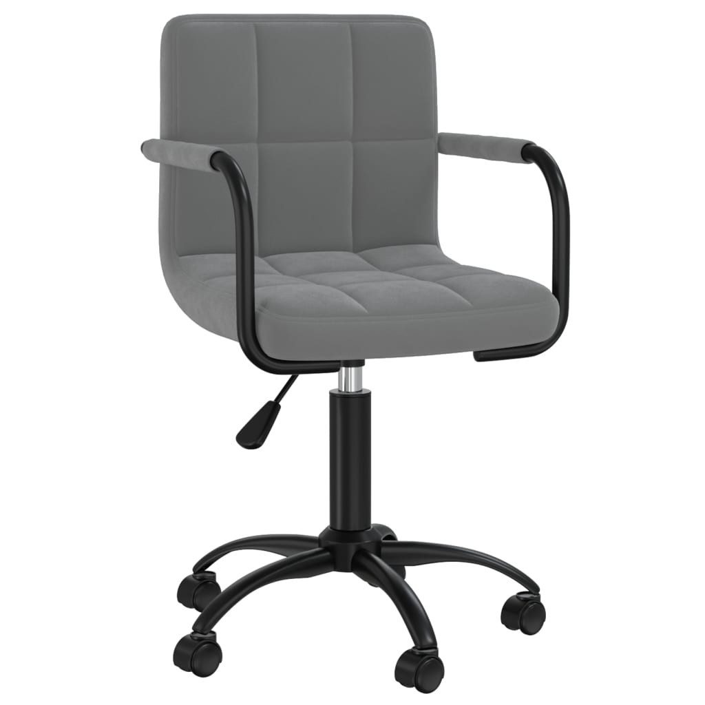 furnicato Bürostuhl Drehbarer 40x47x(76-87,5) cm Dunkelgrau mit Stahlgestell (1 St), Samt-Schreibtischstuhl mit Gasdruckfeder, Rollen und 360-Grad-Drehung