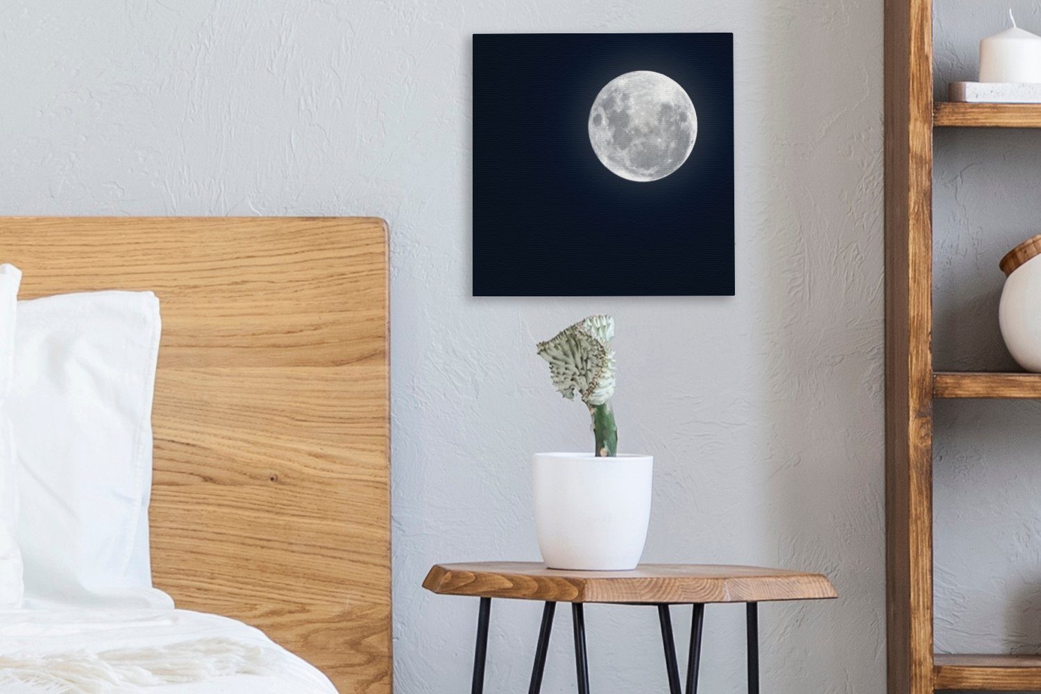 Leinwandbild Bilder Schlafzimmer Mond Leinwand - - (1 St), Wohnzimmer für Himmel Nacht, OneMillionCanvasses®