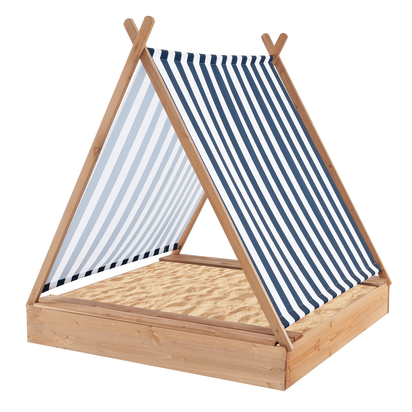 COSTWAY Sandkasten, Sandkiste, Sandbox mit Dach 124 x 123 x 134 cm