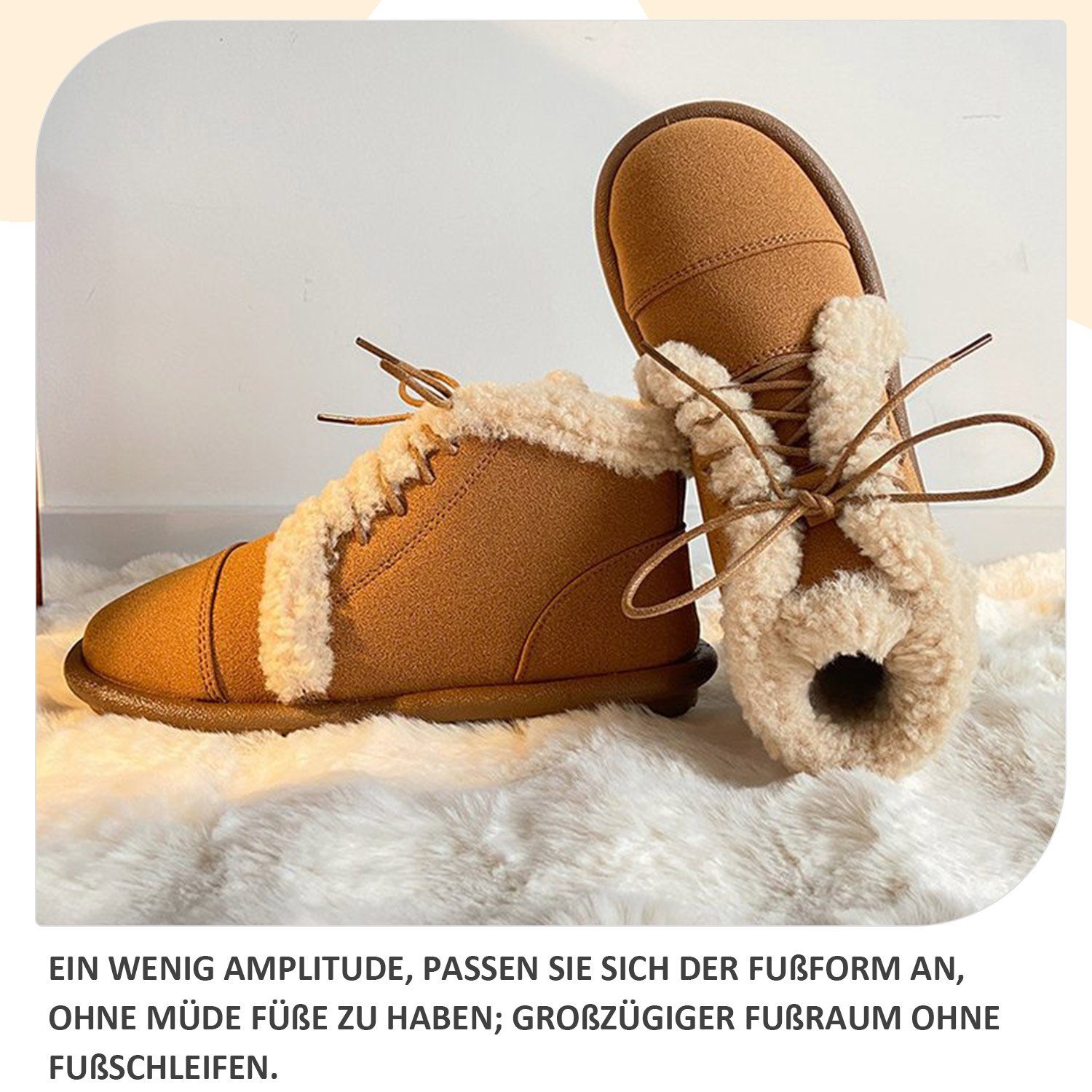 Daisred Damen Braun Winterstiefel Winter Plus Warme Schneestiefel Gefüttert