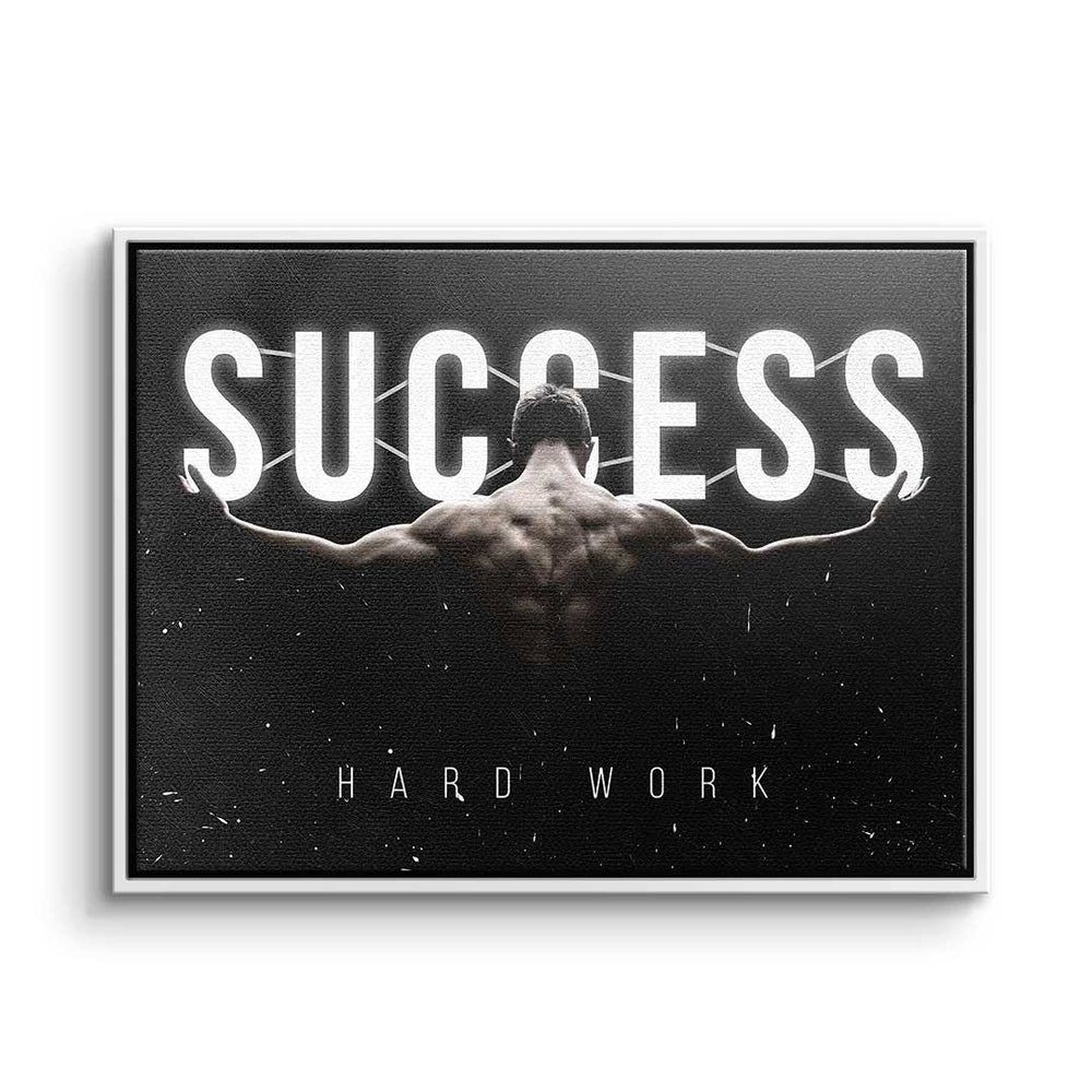 Success Training Leinwandbild, - Premium - DOTCOMCANVAS® - ohne - Rahmen Leinwandbild - Hard Motivation Work