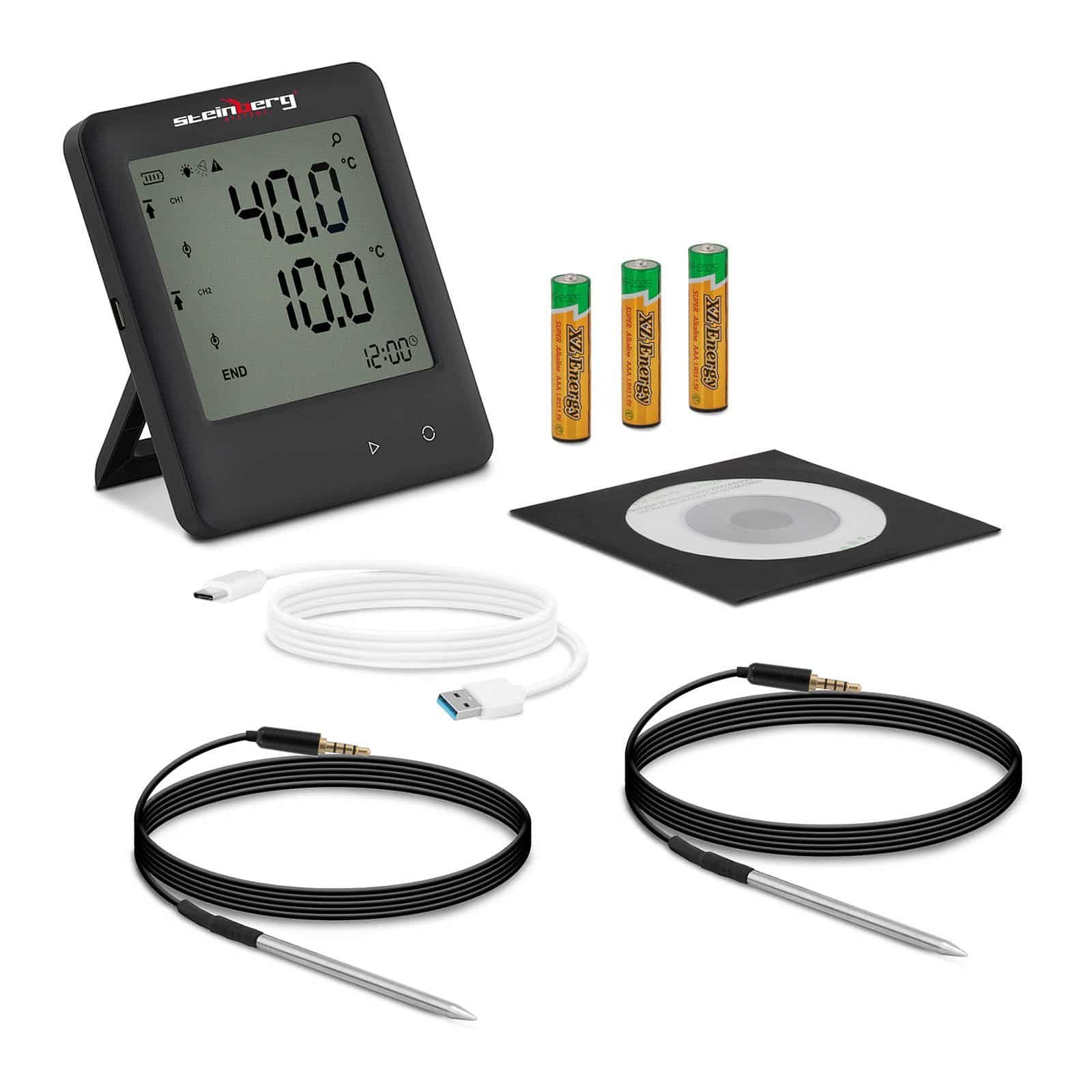 Steinberg Systems Feuchtigkeitsmesser Datenlogger Temperatur Temperaturlogger Micro USB 2 Sensoren -200 bis | Feuchtigkeitsmessgeräte