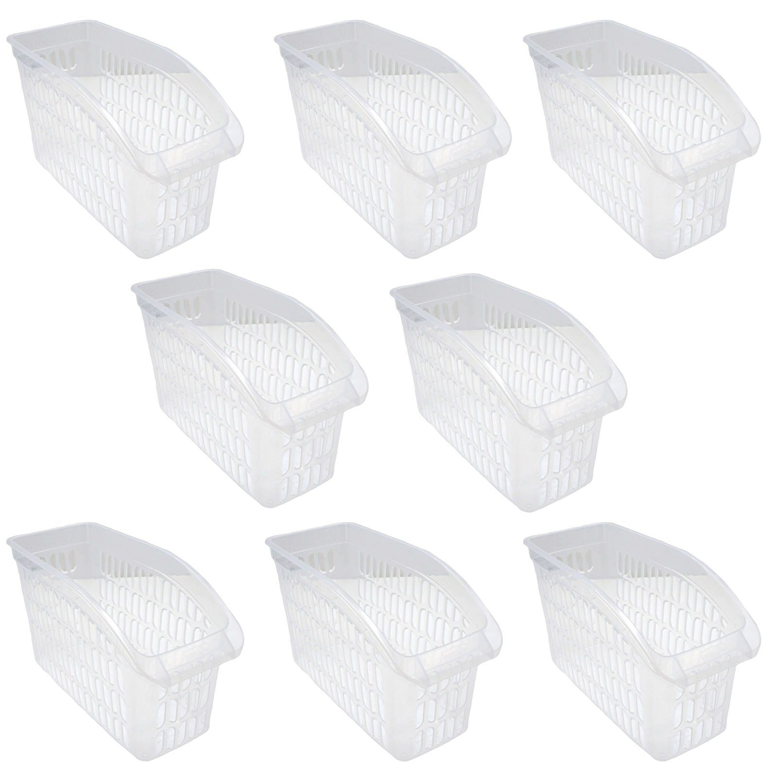 HAC24 Aufbewahrungskorb Aufbewahrungsbox Schrankkorb Regal Organizer Ordnungskorb Kunststoff (Set, 8 St), Transparent, 17,5 x 29 x 13,5 cm