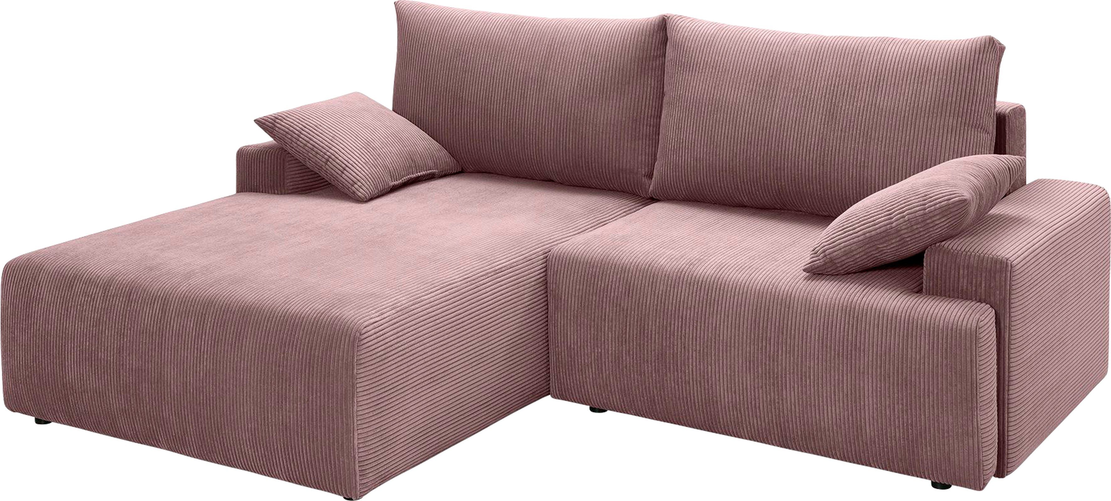 fashion inklusive sofa verschiedenen Cord-Farben und exxpo Bettkasten - rose Ecksofa Bettfunktion Orinoko, in
