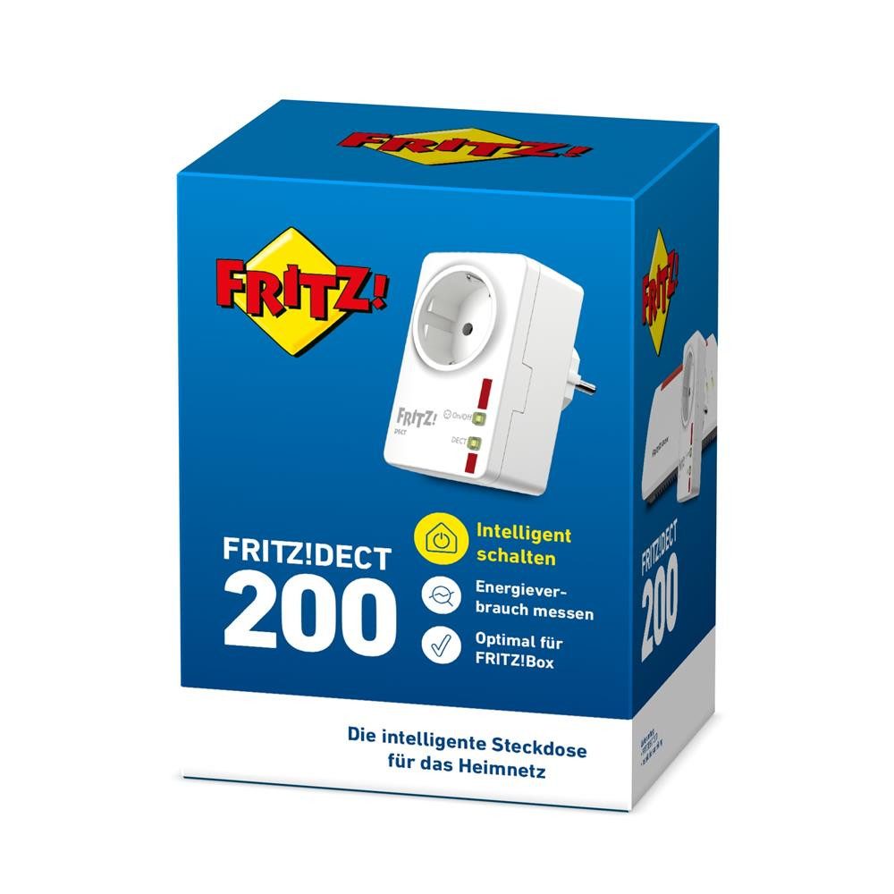 Fritz! FRITZ!DECT 200 Smart-Home-Zubehör, Intelligente Steckdose für das Heimnetz, deutschsprachige Version