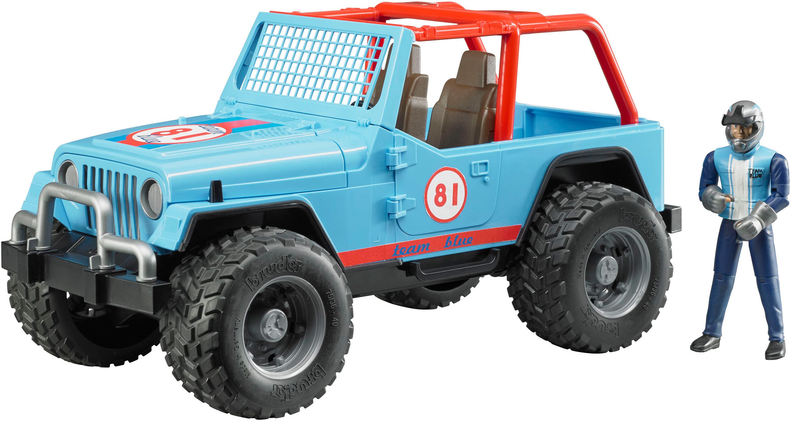Bruder® Spielzeug-Auto Jeep Cross Country Racer blau 30 cm mit Rennfahrer ( günstig online kaufen