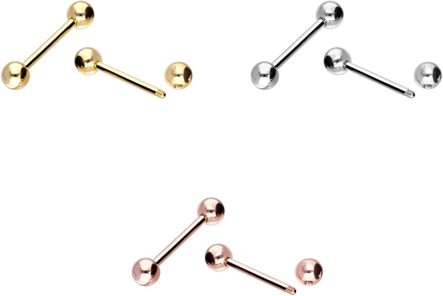 PIERCINGLINE Brustwarzenpiercing 14/18 Karat Gold Barbell (Barbells, 1-tlg) günstig online kaufen