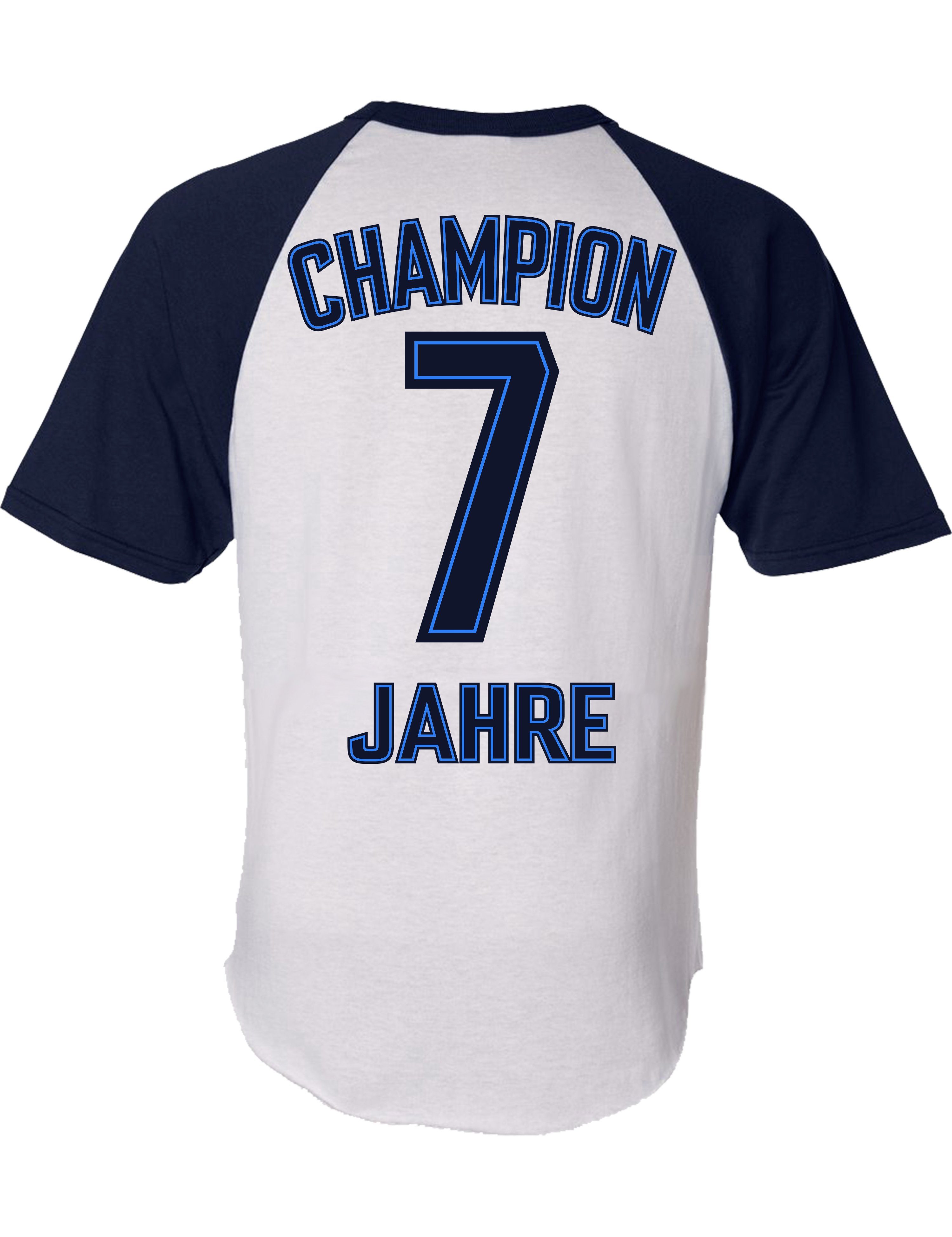 Baddery Print-Shirt Jungen Fussball Trikot zum 7. Geburtstag: "Champion 7 Jahre", hochwertiger Siebdruck, aus Baumwolle