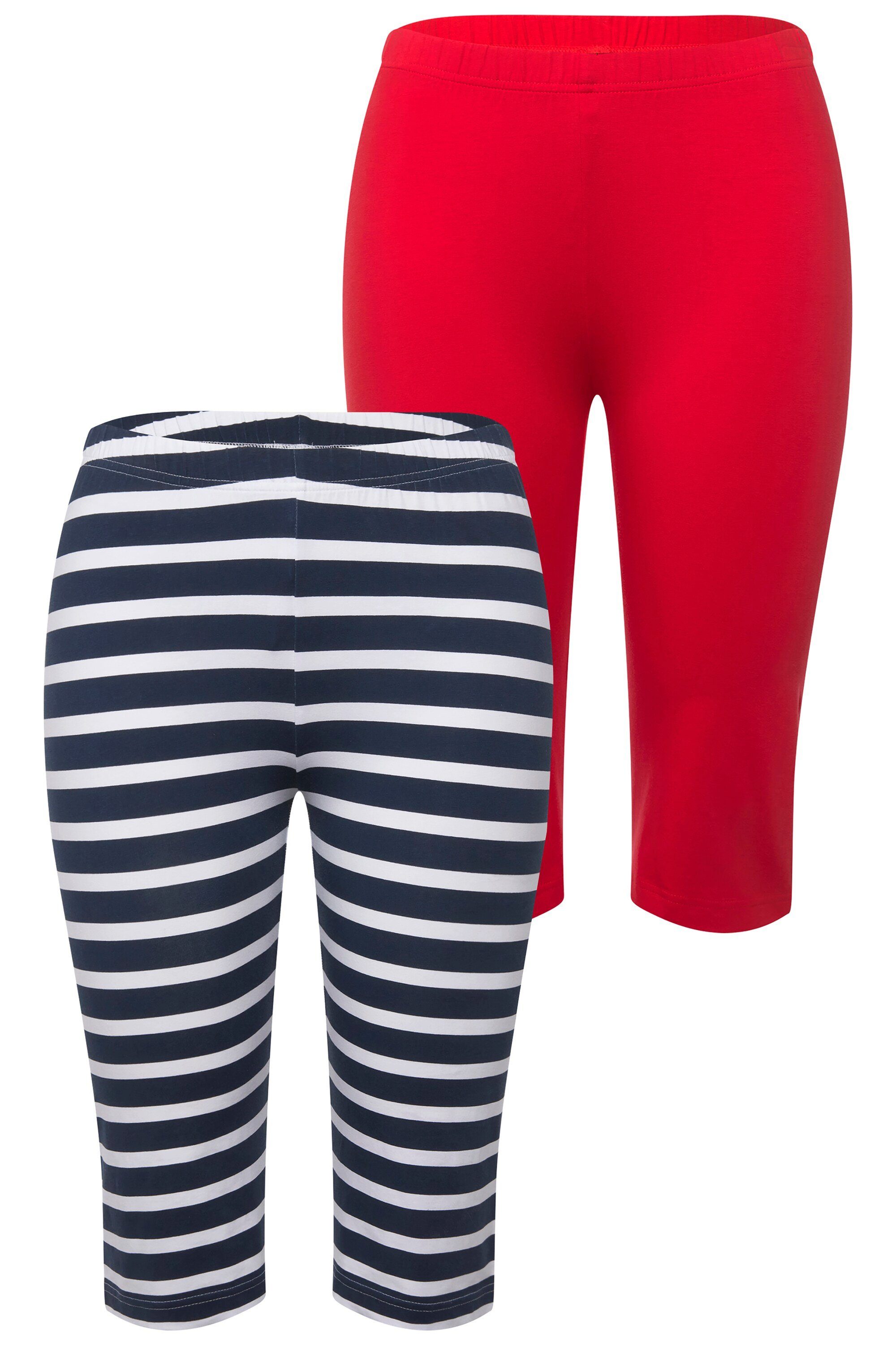 Ulla Popken Radlerhose Radler 2er-Pack einfarbig/geringelt günstig online kaufen