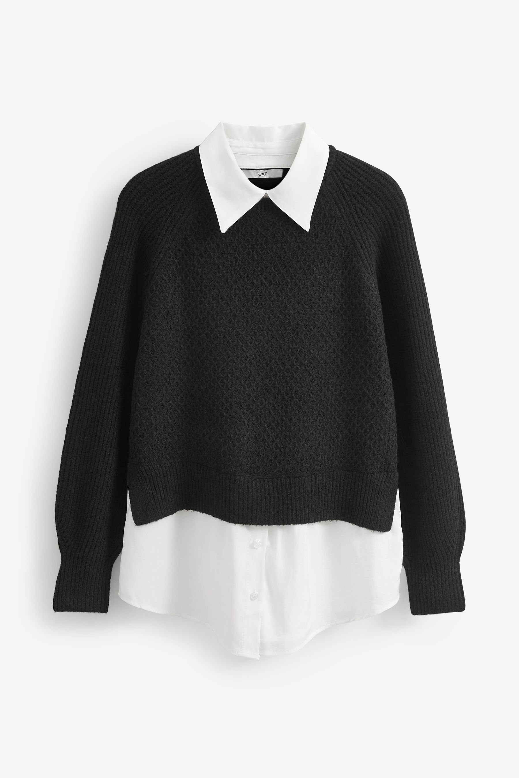 Next (1-tlg) Pullover im Hemd-Lagenlook 2-in-1-Pullover