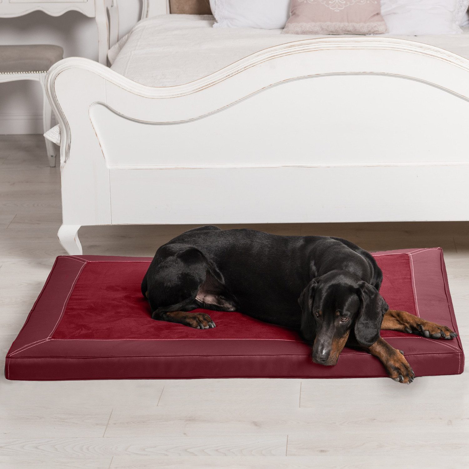 tierlando® Tierbett CARLOS VIP Ortho-Medic Orthopädische Hundematte Velours-Kunstleder