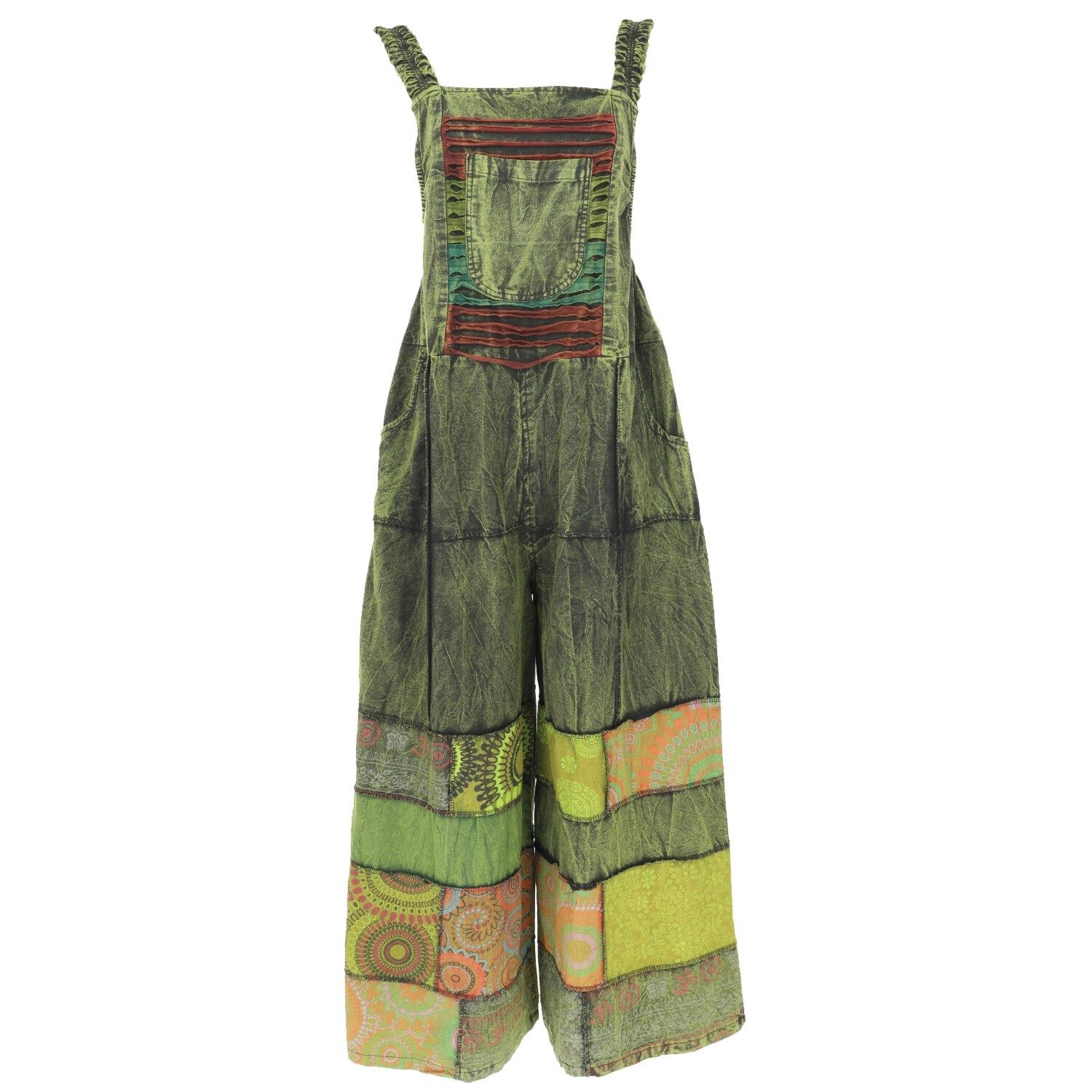 Relaxhose Natürliche Patchwork Boho Latzhose, Overall,..
