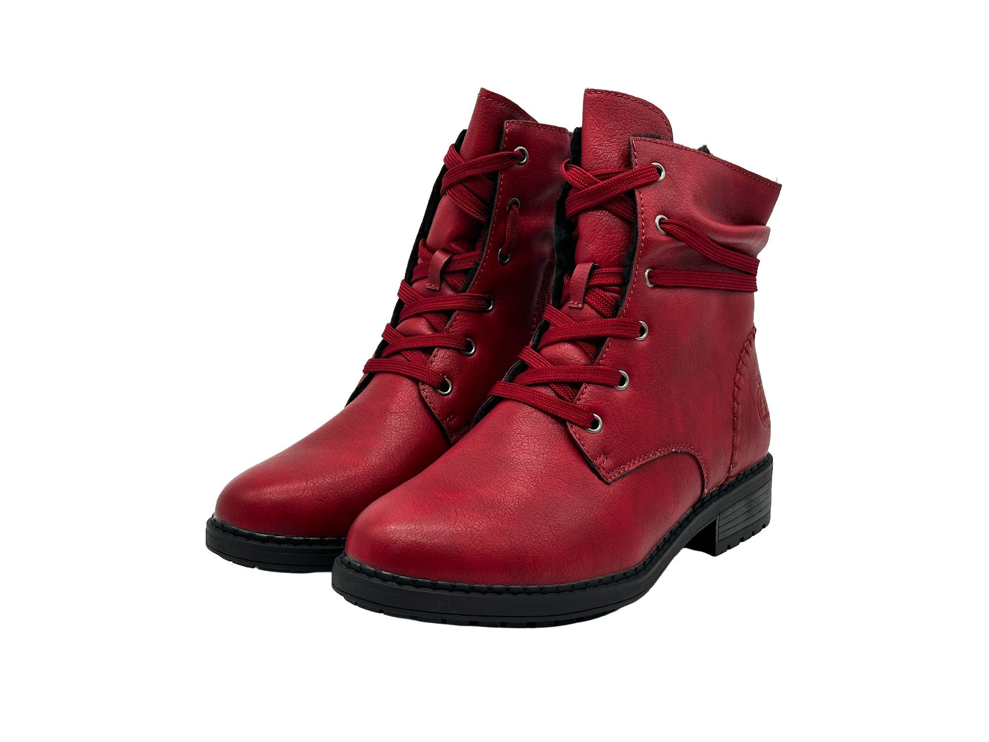 Nowaland Damen Winterstiefeletten mit Warmfutter Winterstiefelette Gefütterte Kunstleder-Stiefeletten mit seitlichem Reißverschluss