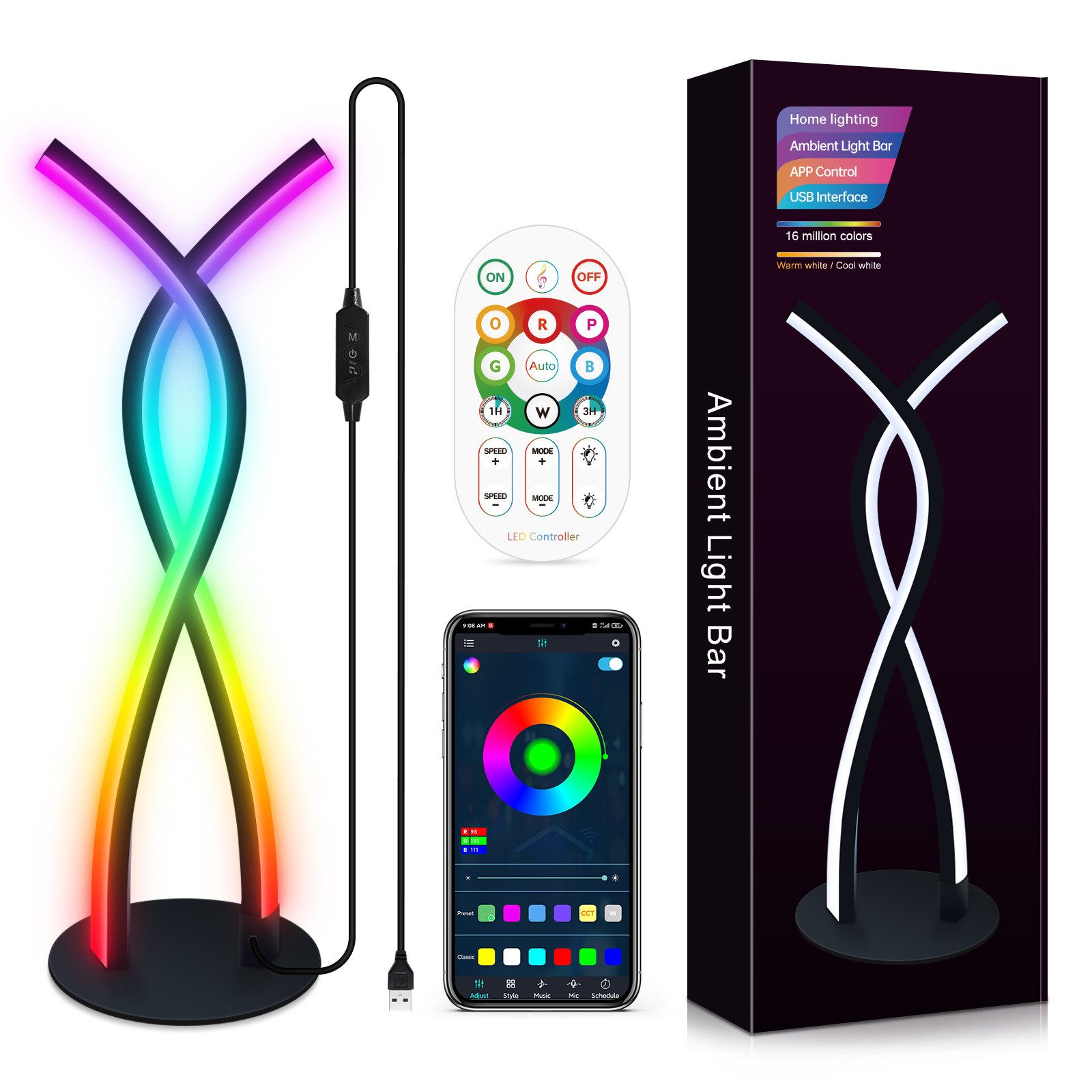 BlingBin LED Tischleuchte RGB Nachttischlampe Metall günstig online kaufen