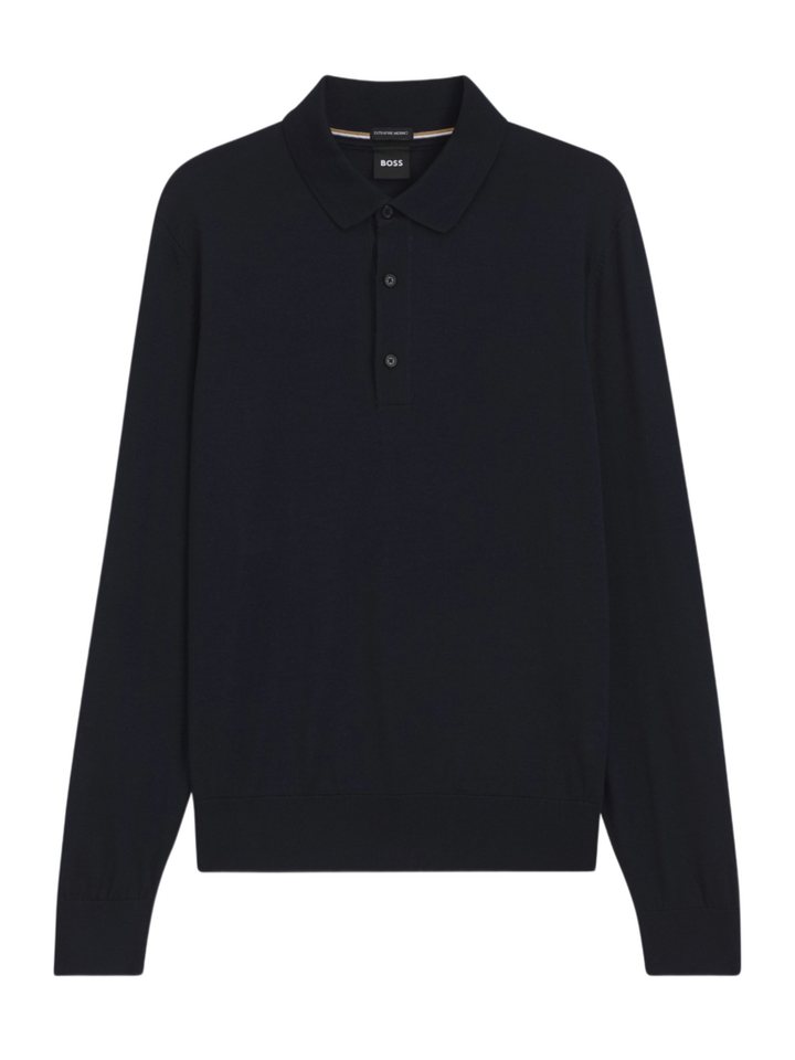 BOSS Strickpullover BOSS Men Black Casual,Wolle,Unifarben,Polokragen,Lang,Regular Fit