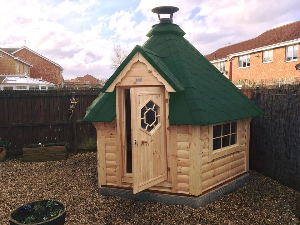 Finn Art Blockhaus Grillkota Elegance 7, BxT: 328x284 cm, 6-eckig, Grillhütte mit Grillanlage, max. 10 Personen