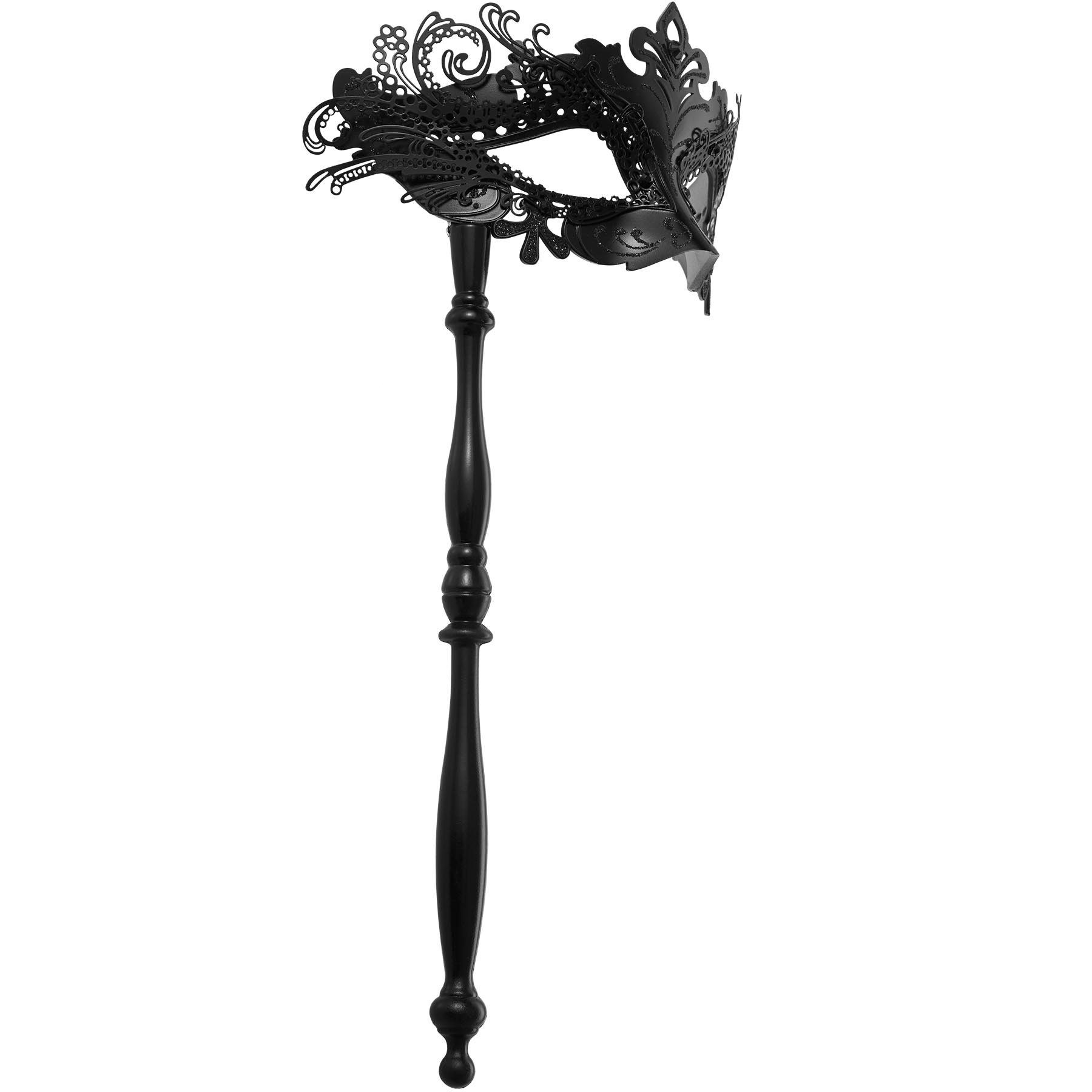 dressforfun Kostüm Faschingskleidung, auch Maskeradenverkleidung, in schwarz, Ca. 30 cm, Elegante Stabmaske in Einheitsgröße, Ca. 90 g, Ca. 20,5 x 10,5 cm