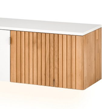 Lomadox Sideboard LUCERA-52, hängend in weiß mit Eiche massiv bianco geölt, 206/40/42 cm