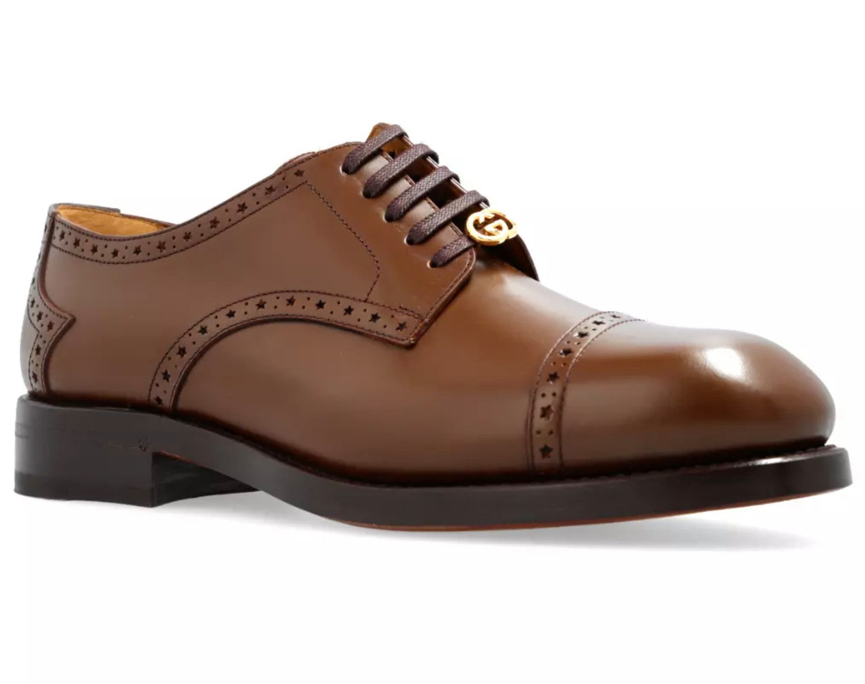 GUCCI Interlocking Derby Schuhe Mit Goodyear-Rahmen Schnürschuh GG-Logo-Detail und filigrane Brogue-Details