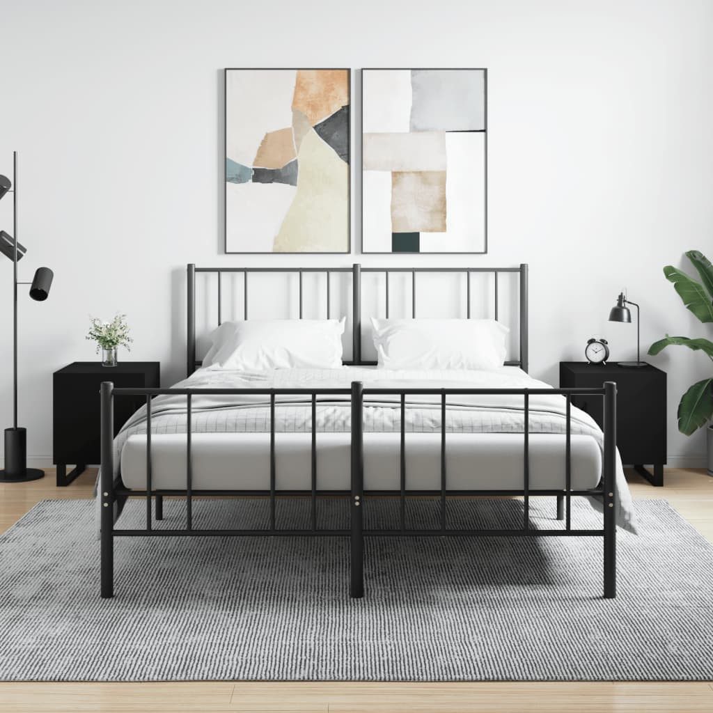 Nachttisch Schwarz 40 x 40 x 50 cm aus Holzwerkstoff und Eisen