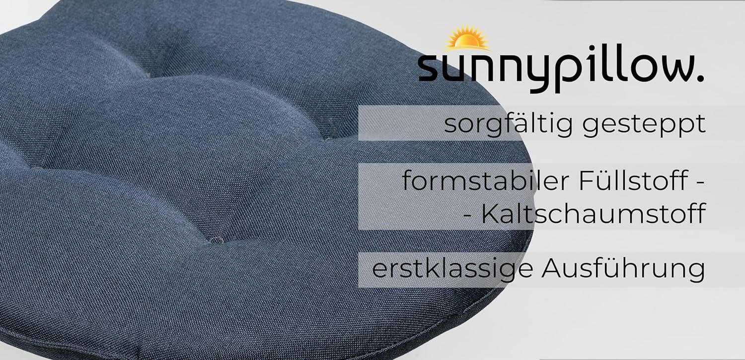 sunnypillow Stuhlkissen 4er Set Auflage 40x40 für Stühle, Bänke in Haus und Garten dick 5cm, Sitzkissen Sitzauflage Stuhlauflage Gartenkissen Esszimmerstuhl