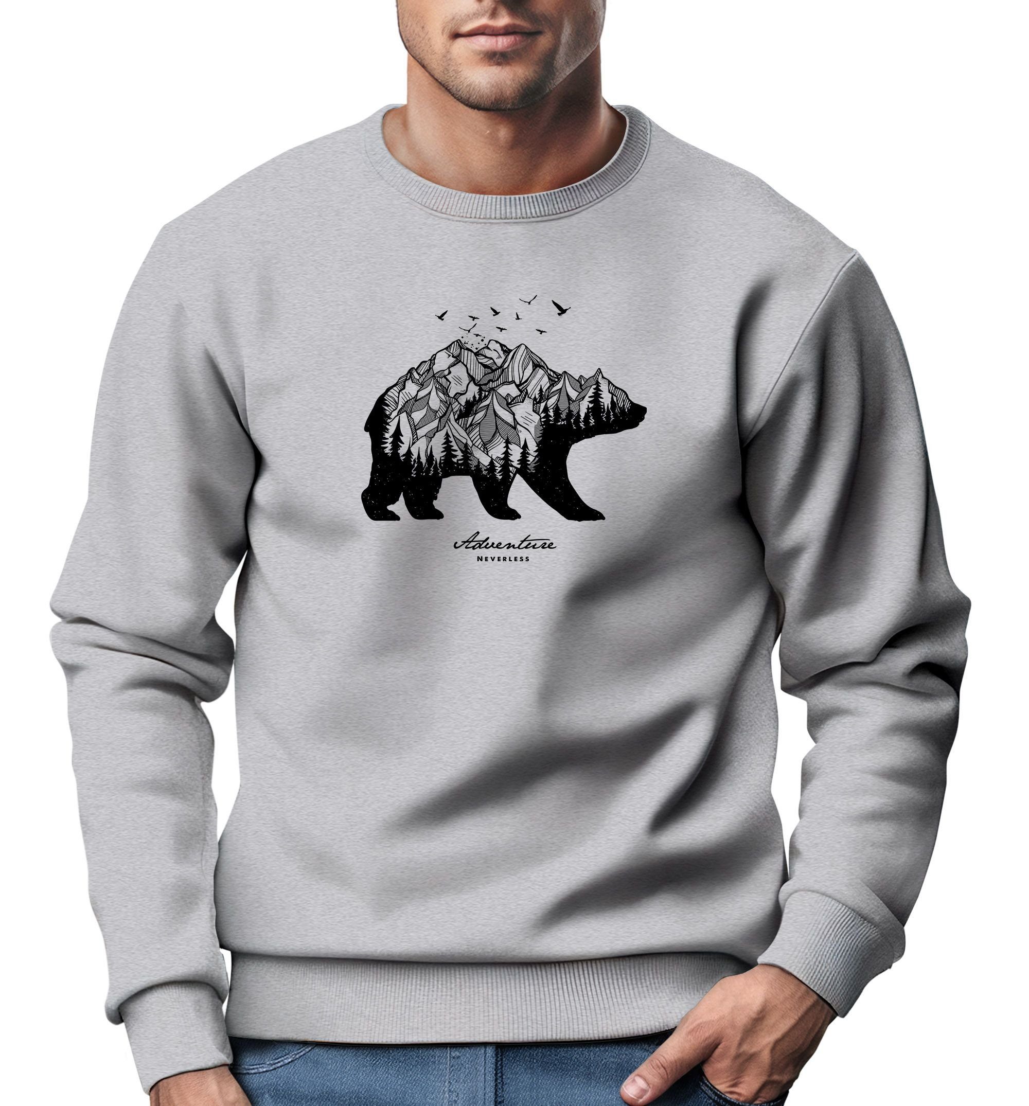 Neverless Sweatshirt Sweatshirt Herren Bär Abenteuer günstig online kaufen