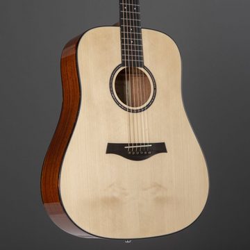 FAME Westerngitarre, Dreadnought Deluxe Westerngitarre, Massiv Fichtendecke, Mahagonikorpus, C-Profil Hals, Ebenholz Griffbrett, Open-Gear-Mechaniken, Natural-Highgloss-Finish, Dreadnought Deluxe, Massiv Fichtendecke, Mahagonikorpus