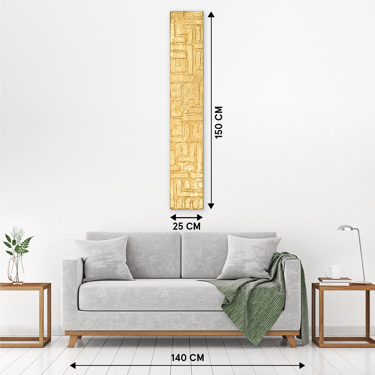 ArtUniverse Gemälde Slim Golden Infinity 25 x 150 cm, Abstrakt