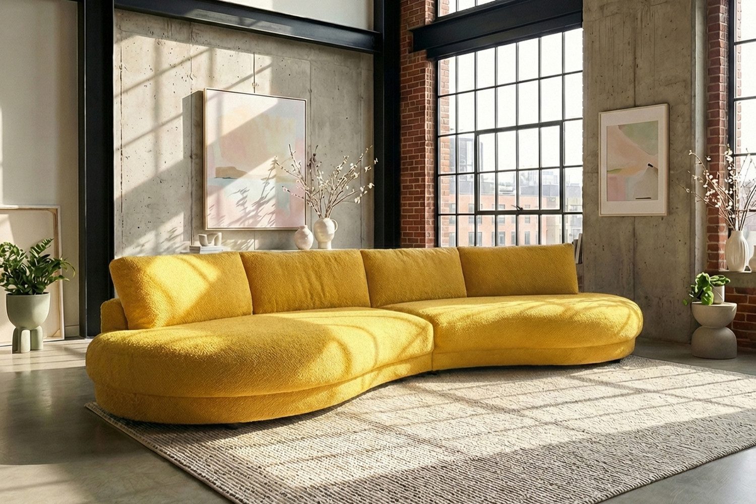 KAWOLA Big-Sofa PADANA Wohnlandschaft - XXL Komfort - Designer Couch - 410 cm, Lounge Sofa, Rundumbezug, Stahl-Wellenferdern, luxuriöse Polsterung