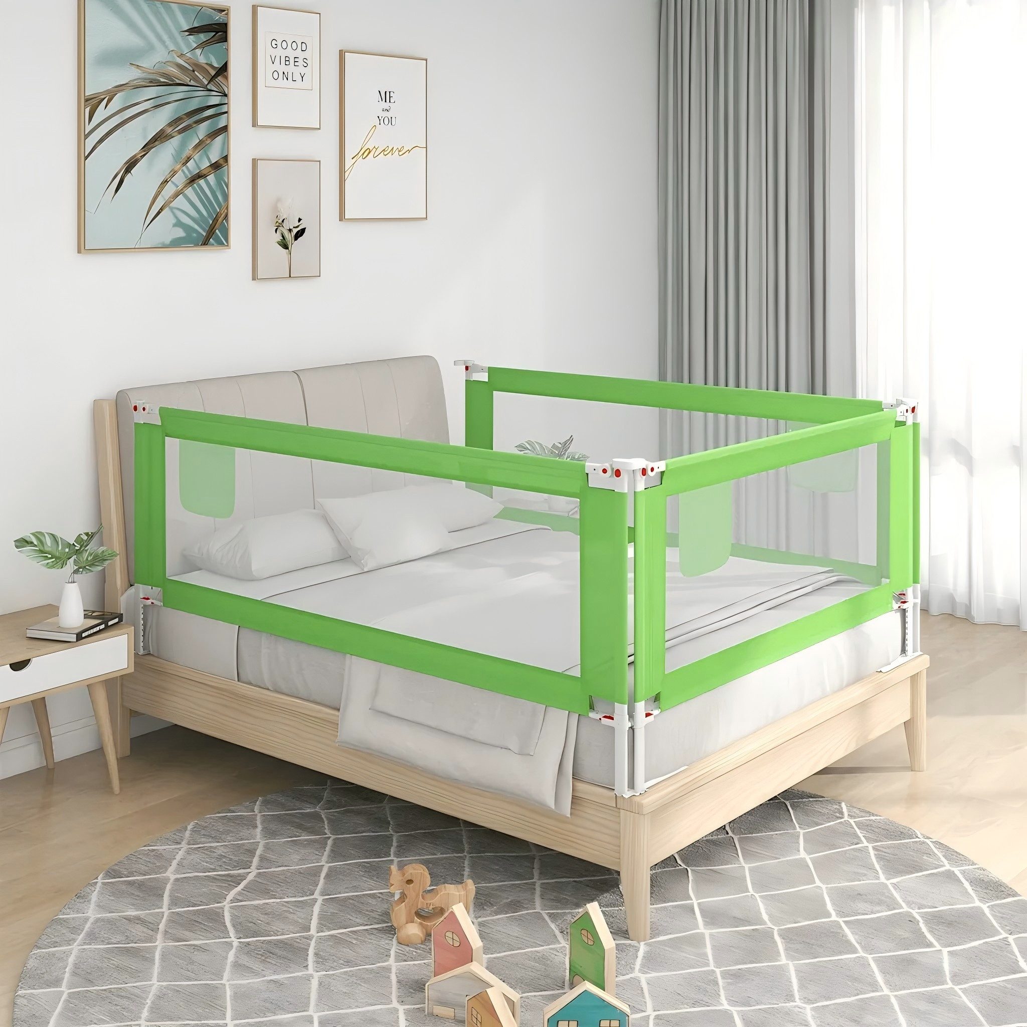 vidaXL Bettschutzgitter vidaXL Kleinkind-Bettschutzgitter Grün 100x25 cm Stoff
