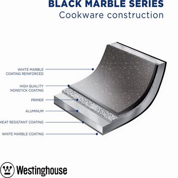 Westinghouse Wok Black Marble, Spülmaschinenfest, Aluminium, Induktionsgeeignet, Ergonomischer Griff