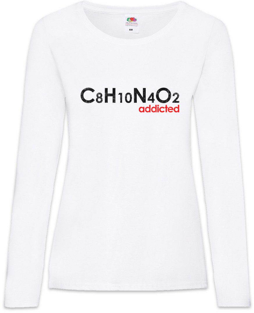 Langarmshirt Caffeine Addicted Damen Langarmshirt Koffein Süchtig Kaffee Molekül