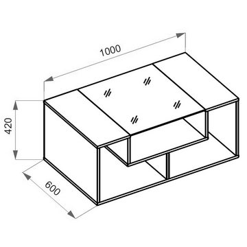 Vicco Couchtisch Sofatisch Kaffeetisch Beistelltisch Ablage 100 cm GABRIEL Weiß