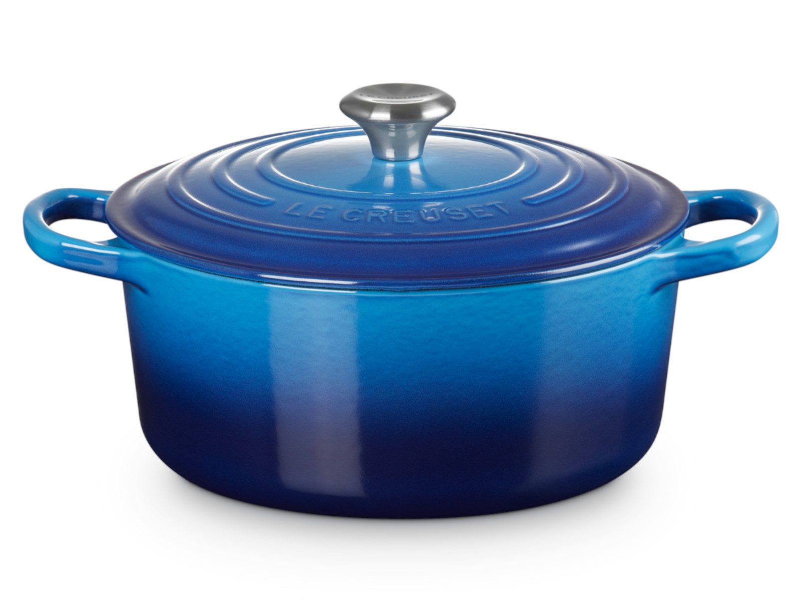 LE CREUSET Bräter Bräter Signature rund azure 22cm, Emailliertes Gusseisen